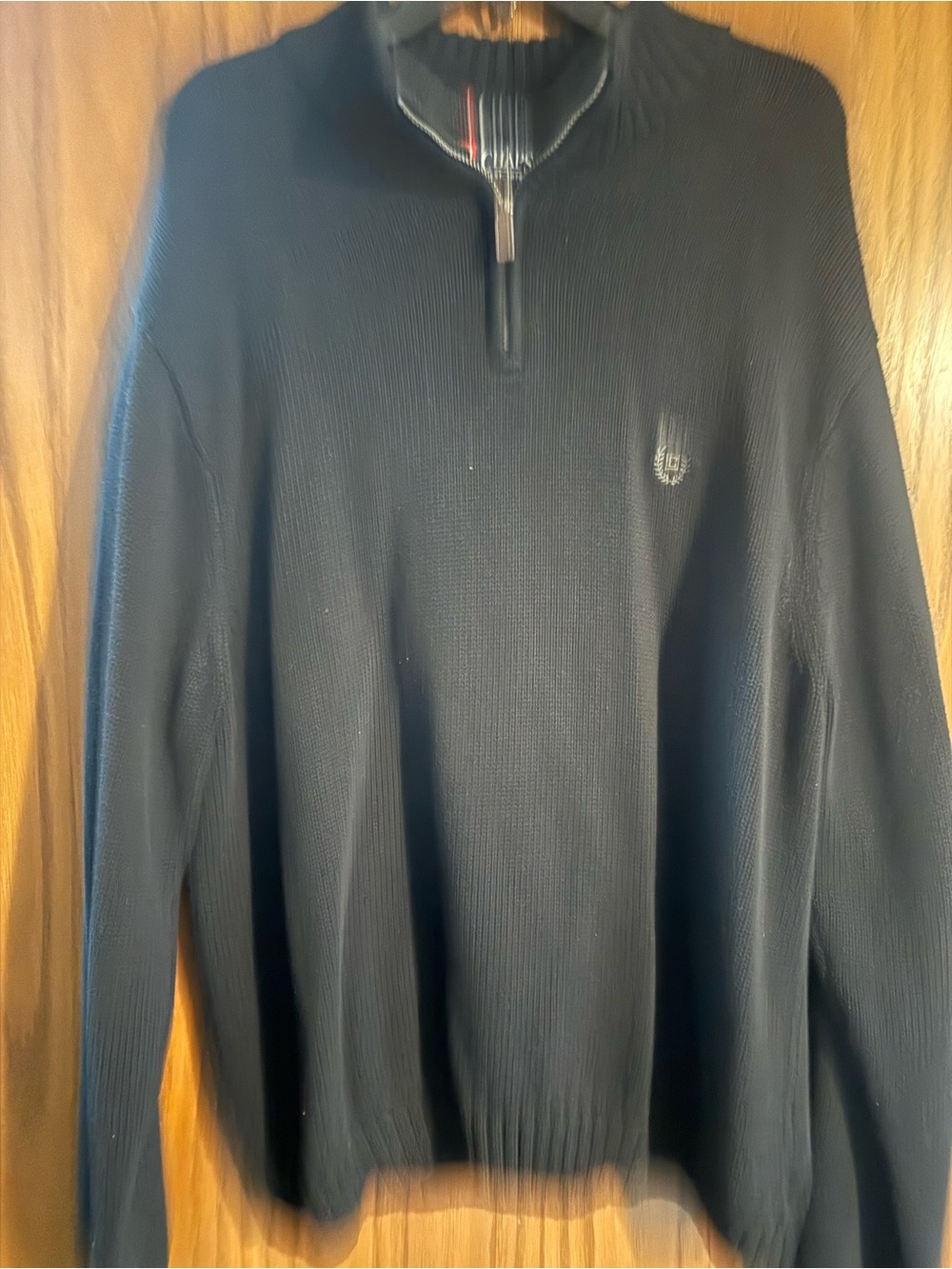 Chaps Black Quarter-Zip Knit Pullover